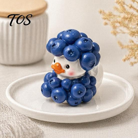 Exquisite Tier-Desktop-Dekoration Blaubeeren-Ente Harz-Ornament, Niedliche Cartoon-Figur, Miniatur-Kreative Kleine Statuen für Regal-Display