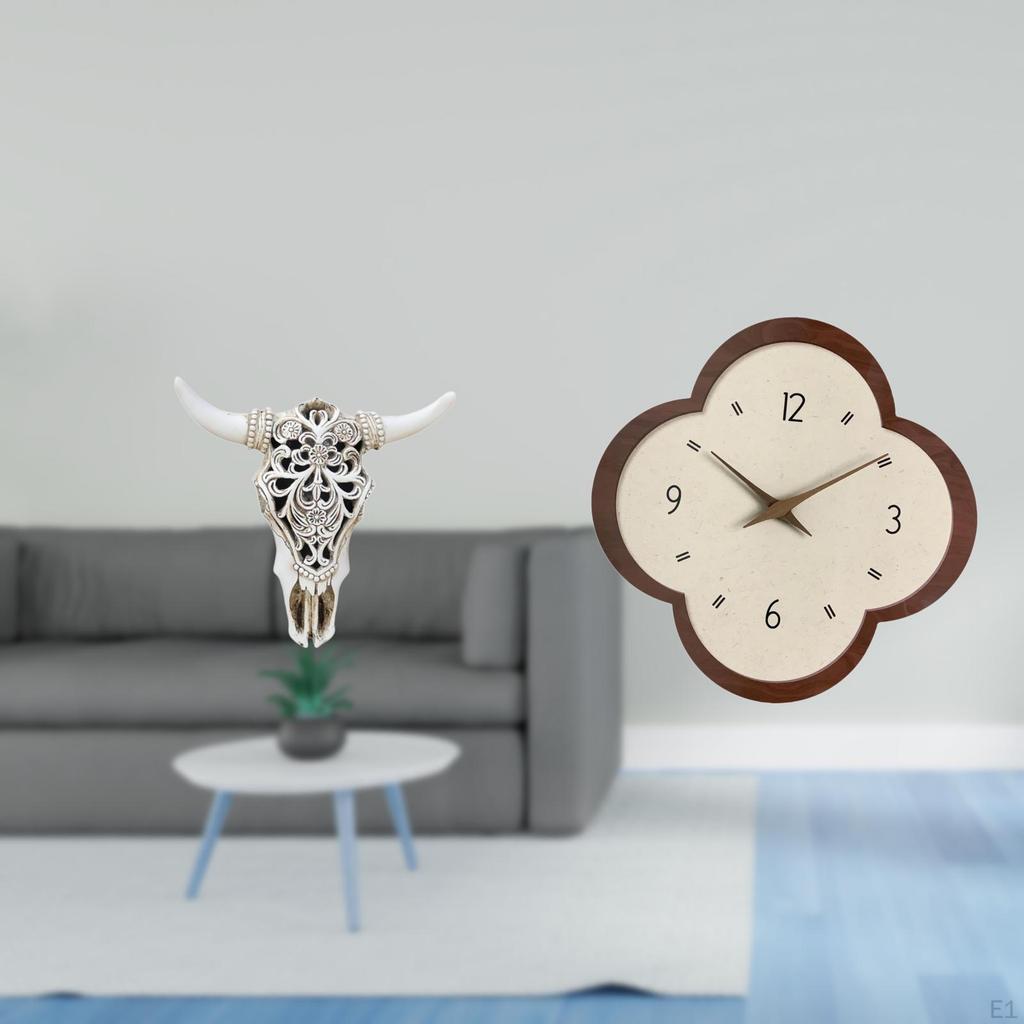 Tribal Bull Head Sculpture Wall Hanging Art Creative Design Clock Non Ticking for