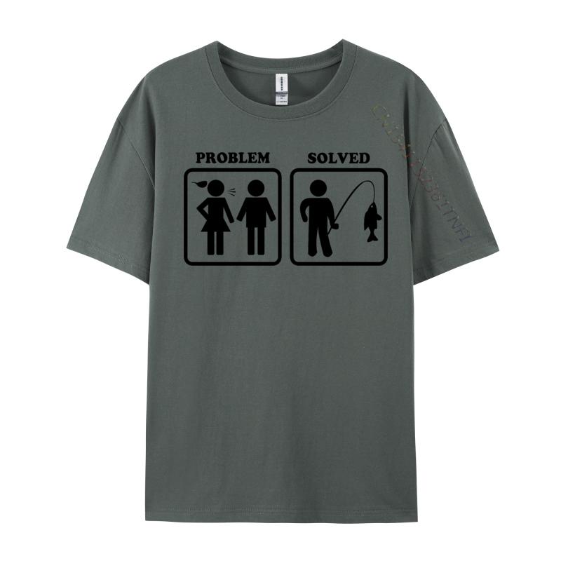 Clothing Problem Solved Funny Fishing Tshirt New Design All Cotton Tops Tees Cosie Men Luxury Designer