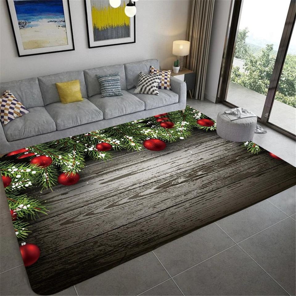 VIAKMA Christmas Atmosphere Decorative Non-slip Soft Crystal Velvet Carpet Home Bedroom Living Room Entrance Door Mat Home Decor
