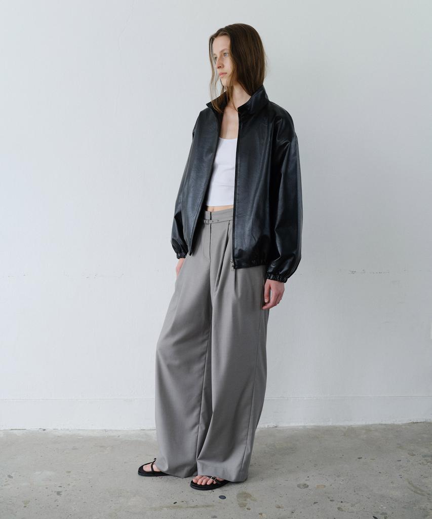 EN OR Belted Pintuck Wide Slacks - Gray