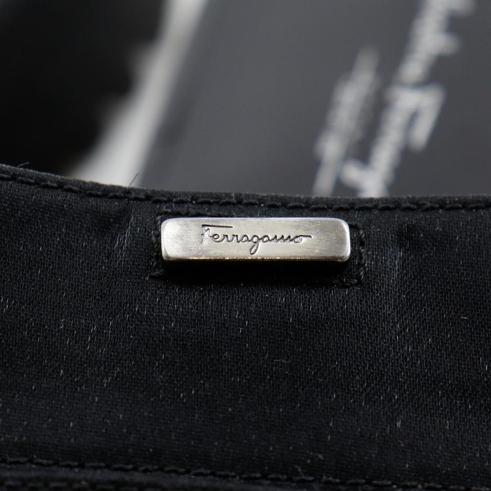 Salvatore Ferragamo Slide Sandals Mule Black Satin Women Used