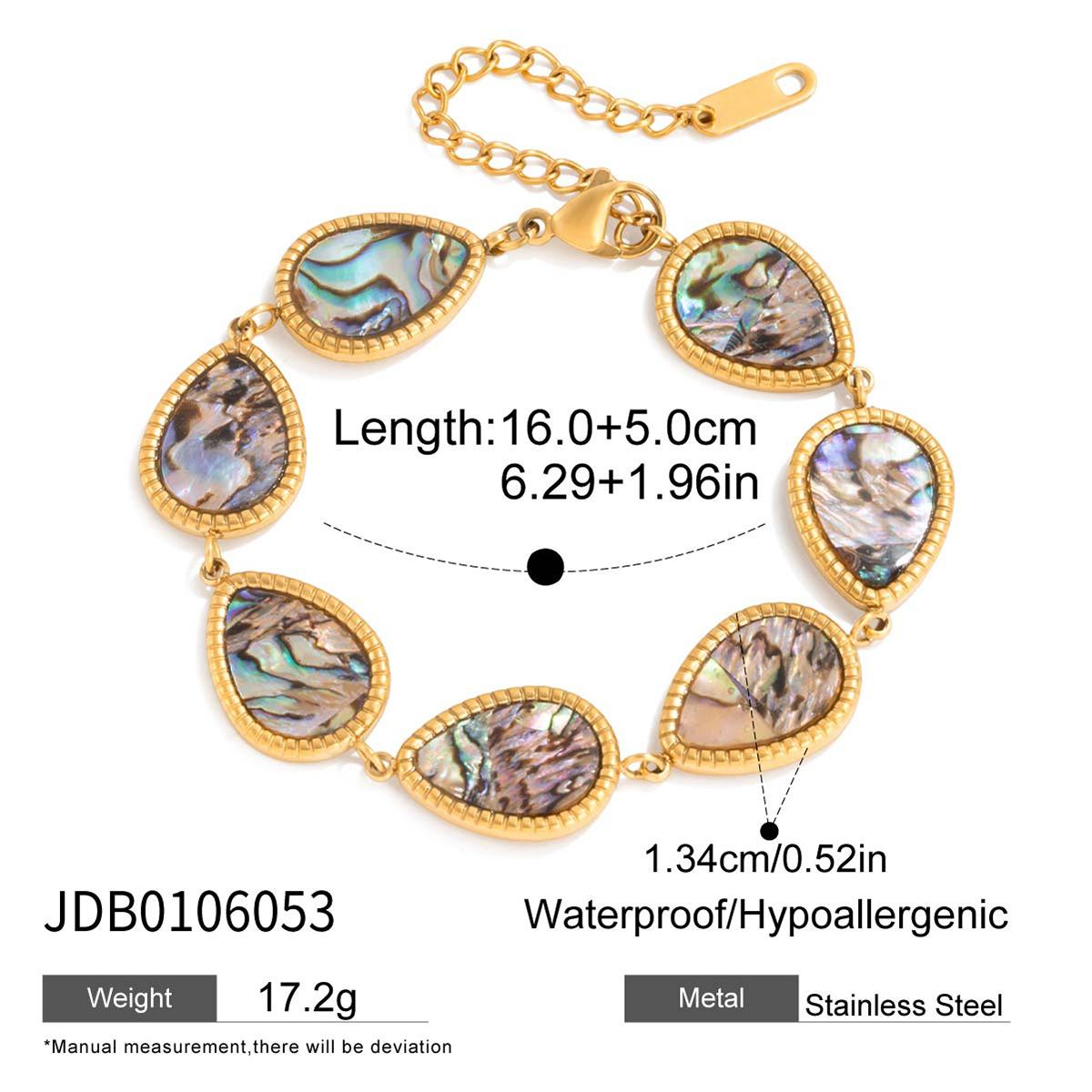 

Youthway Fashionable Teardrop-Shaped Abalone Shell Bracelet Stainless Steel With Gold Color Plating Suitable For Everyday Wear