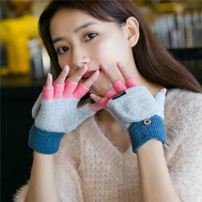 Women's Korean Style Warm Fingerless Wool Gloves - Cute Dual-Use Half-Finger Autumn/Winter Gloves