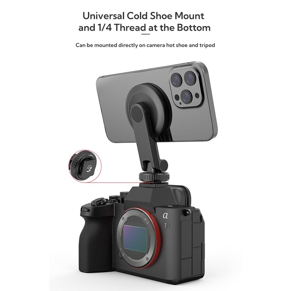 MG06 Magnetic Cold Shoe Phone Stand Adjustable 1/4 Screw Thread Vlog Live Streaming Phone Bracket