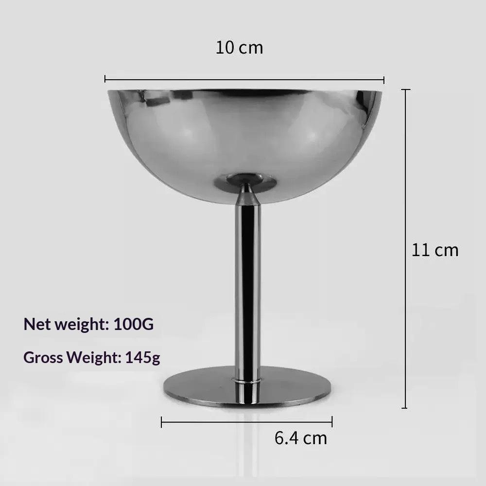Hot 304 Stainless Steel Dessert Cup Ice Cream Cups Salad Goblet Retro High Base Bowl for Fruit Yogurt Snack Dish Bar Dinnerware