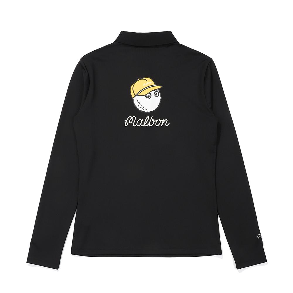 MALBON GOLF Collared Long Sleeve T-Shirt Black (Woman)