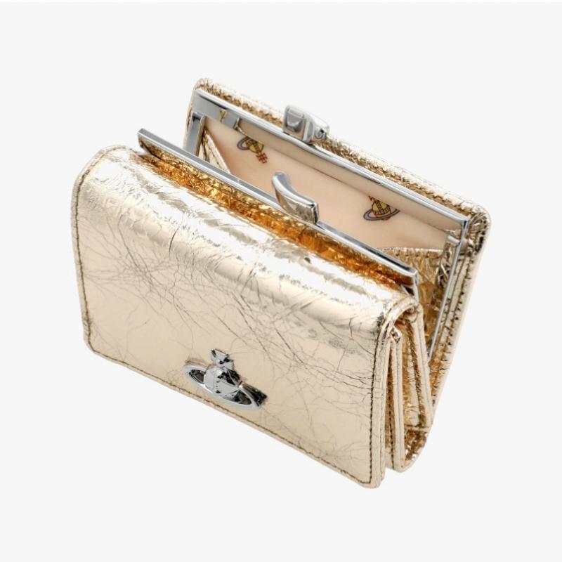 Vivienne Westwood Metallic Crinkle Small Frame Wallet 5115002mw L00a7 R401