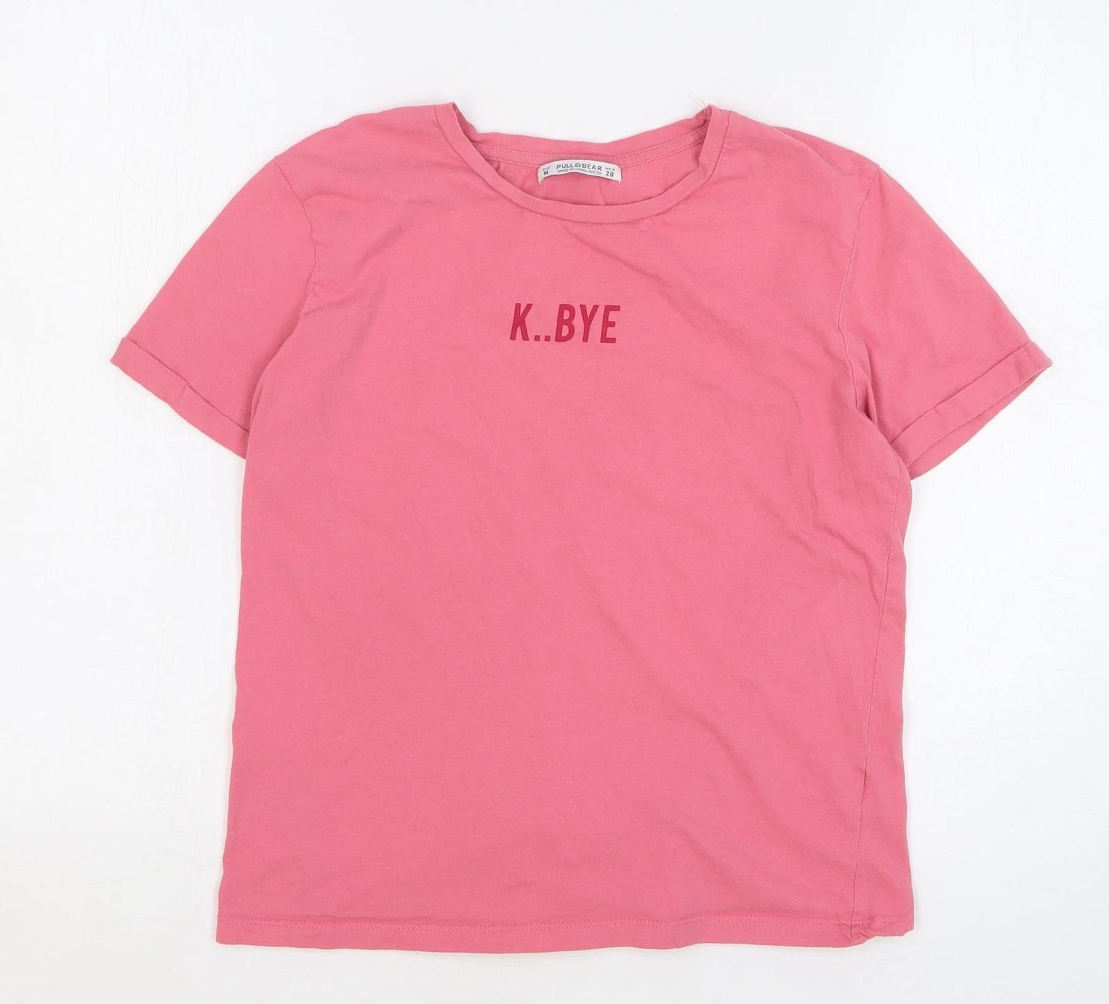 

Pull & Bear Womens Pink Cotton Blend T-Shirt Size M - K..Bye L