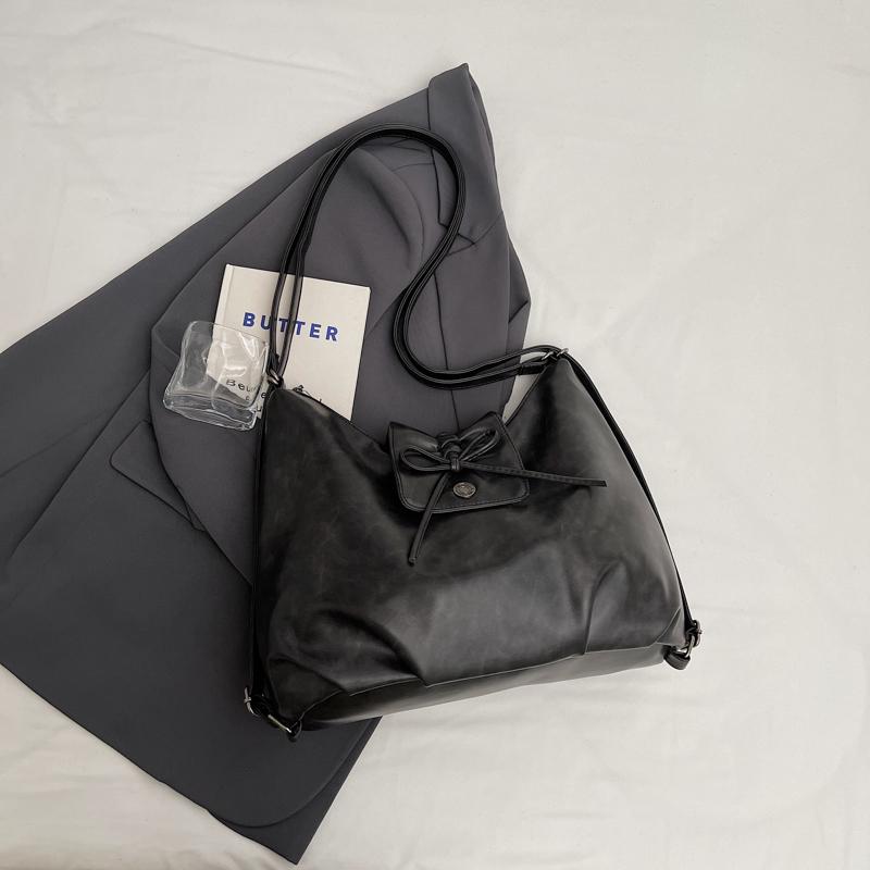 Large Capacity Commuter Bag Multi-Function Backpack Women's Bow Tote Bag Soft Leather Shoulder Bag