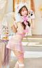 Cosplay Gingham Teddy Animal Bear Pink Tulle Fluffy Checked Bear Ears Costume Disguise Marie Moon 9 Piece Set [Malymoon] S9535-2 (Pink)