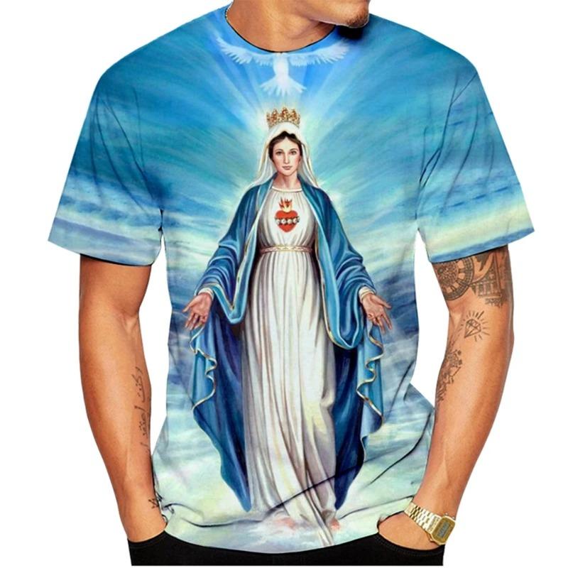 Santa Maria 3D Printed T-shirt Fun Men's Personalized Casual T-shirt Pull on O-Neck Short Sleeve Tee