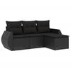 VidaXL Salon de Jardin avec Coussins 4 pcs, Canapés de Terrasse, Ensemble de Meubles de Patio, Mobilier d'Extérieur, Noir 3253602