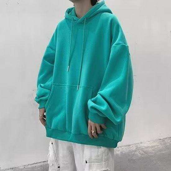 Herren Weinrot Plus Samt Kapuzenpullover - Lässige Lockere Herbst/Winter Oberbekleidung