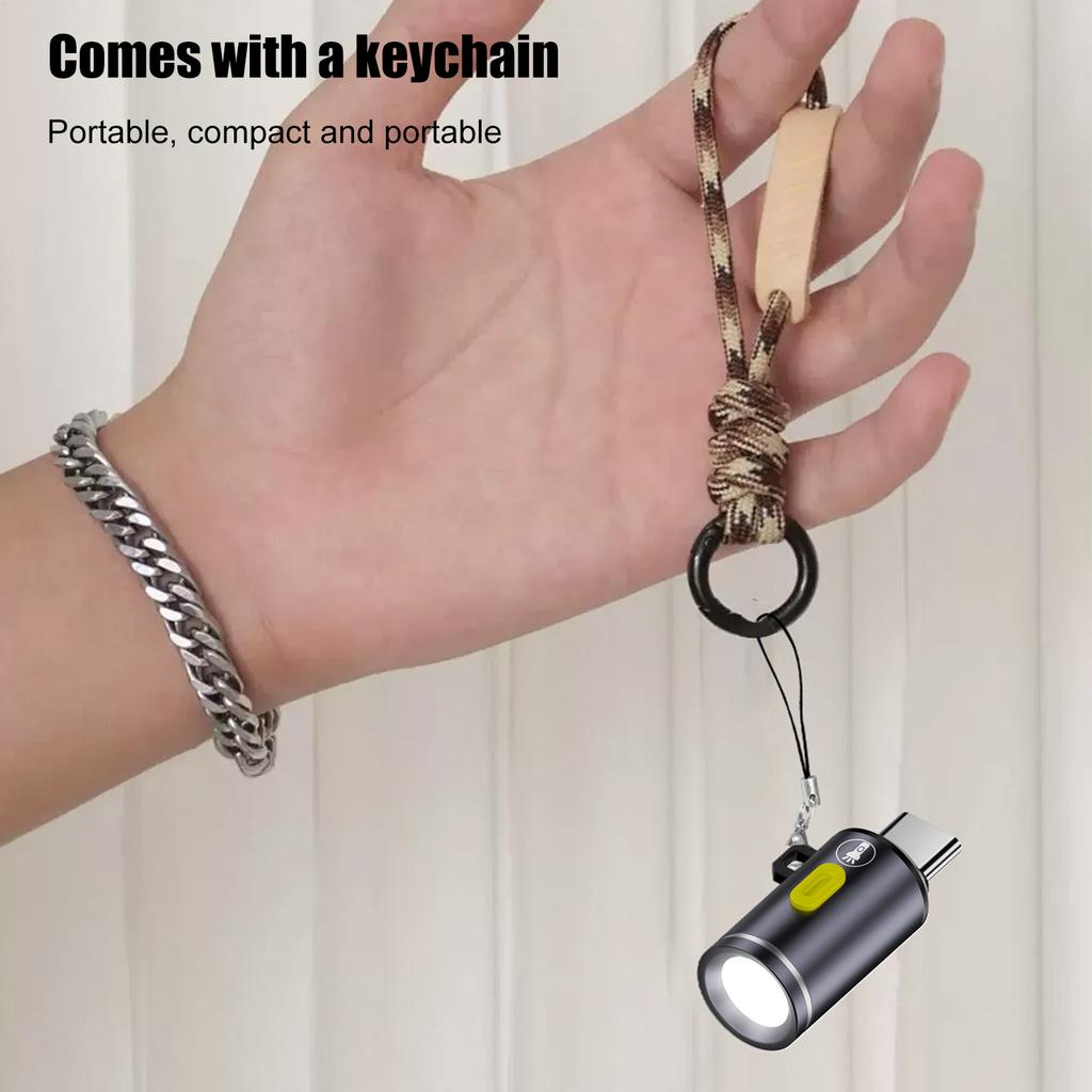 Mini Type-C Flashlight Pocket Outdoor Lighting Device Outdoor Emergency Lamp Pocket Keychain Flashlights Small Torch Light