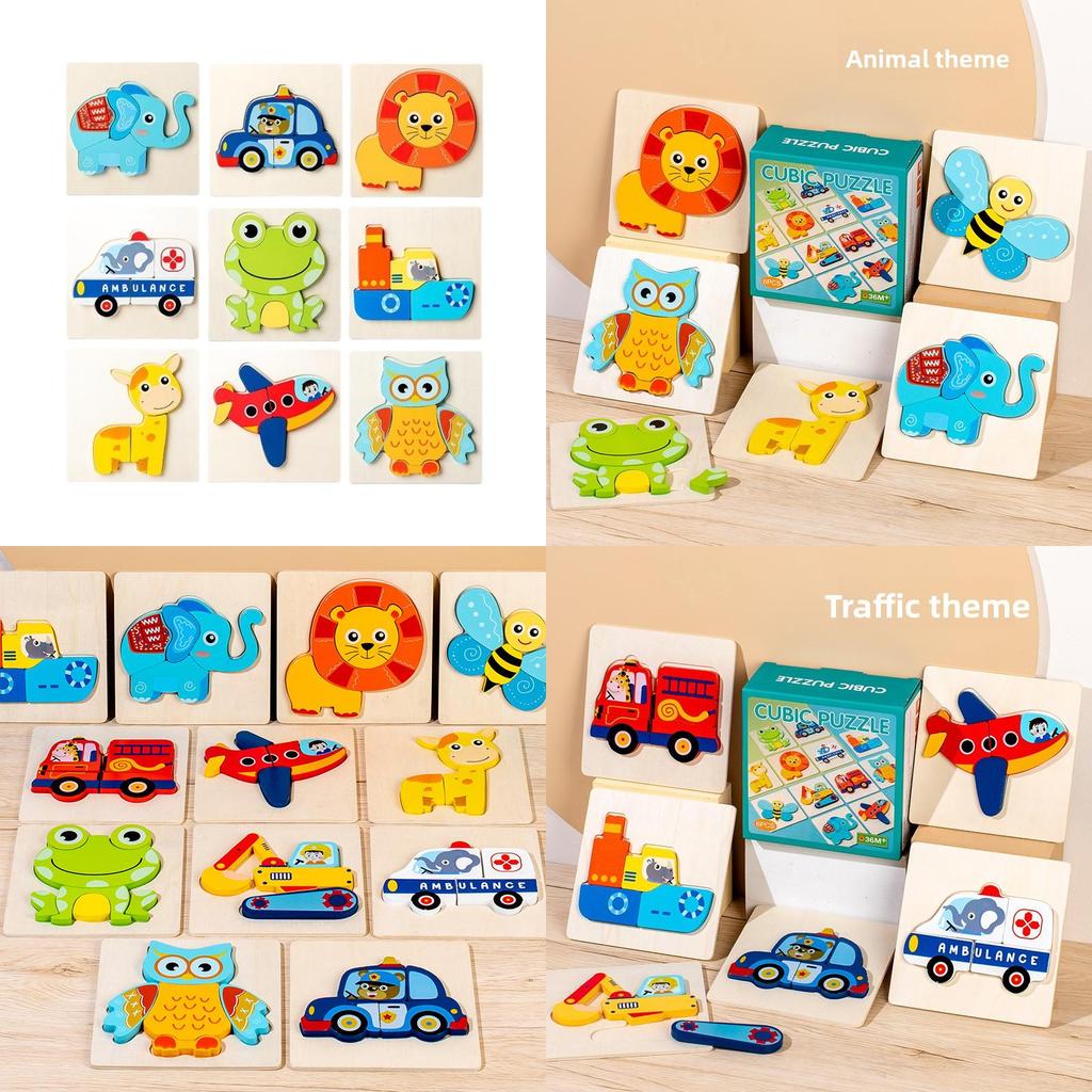 Wooden Animal Themed 3d Puzzle Blocks For Baby Early Education And Cognitive Development