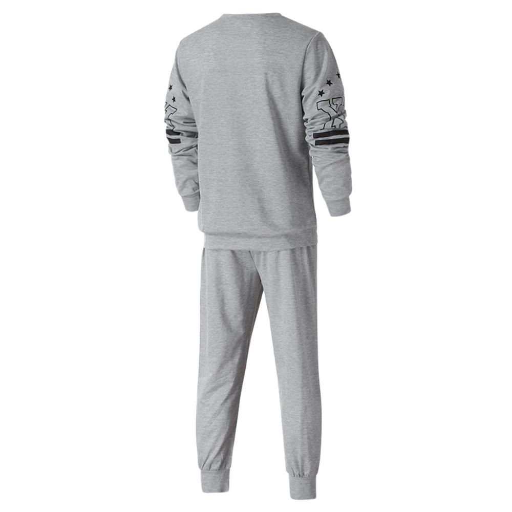 Men's Winter Printed Sweatshirt Top Pants Sets Sports Suit Tracksuit
