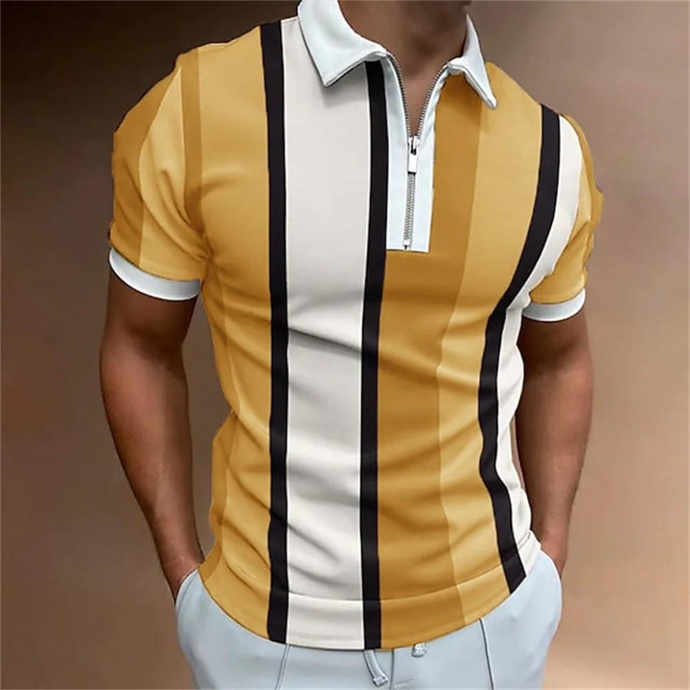 Men'S 3Dpolo Shirt Independent Station Zipper Short Sleeve T-Shirt Pullover Casual Men'S Clothing