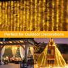 Solar Curtain Light LED Outdoor Waterproof 300leds Garland Decor String Lights Yard Christmas Fairy Wedding Party Terrace Garden