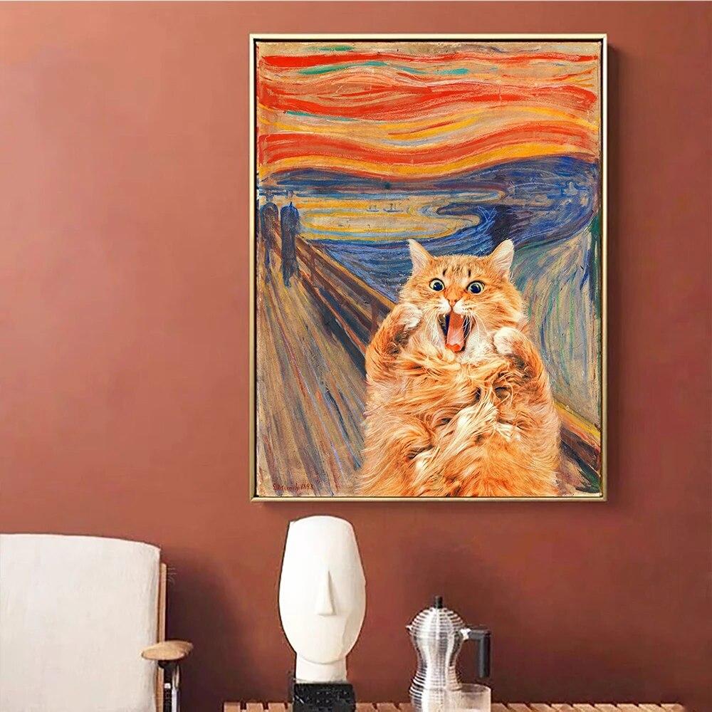 The World Is Ruled by Cats Wall Art Canvas Painting Funny Famous Moive Poster And Print The Great Wave Pictures For Living Room No Frame