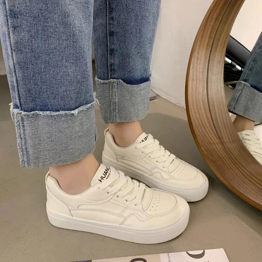 Little White Shoes Women Sneakers 2025 New Breathable Genuine Leather Women's Shoes Casual Sports Board Shoes Sneaker  Adult