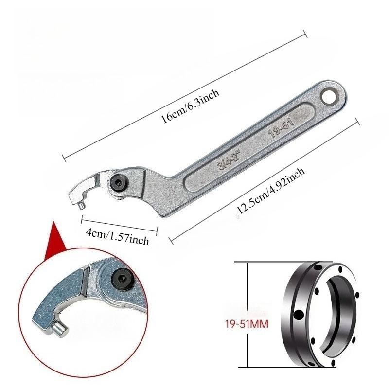 

Регулируемый полумесячный ключ - Инструмент с крюком для регулировки амортизаторов мотоцикла, крышки водомера и снятия круглых гаек