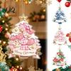 Christmas Tree Decoration Set Acrylic Hanging Ornament, 2D Patchwork Print Door Handle Ornaments Pendant with Merry Christmas, Festive Holiday