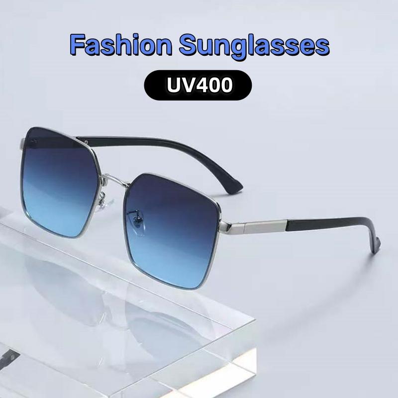 Retro Square Framed Metal Sunglasses Versatile Outdoor Fishing Sun Protection Glasses Beach Travel Driving Riding UV Resistant