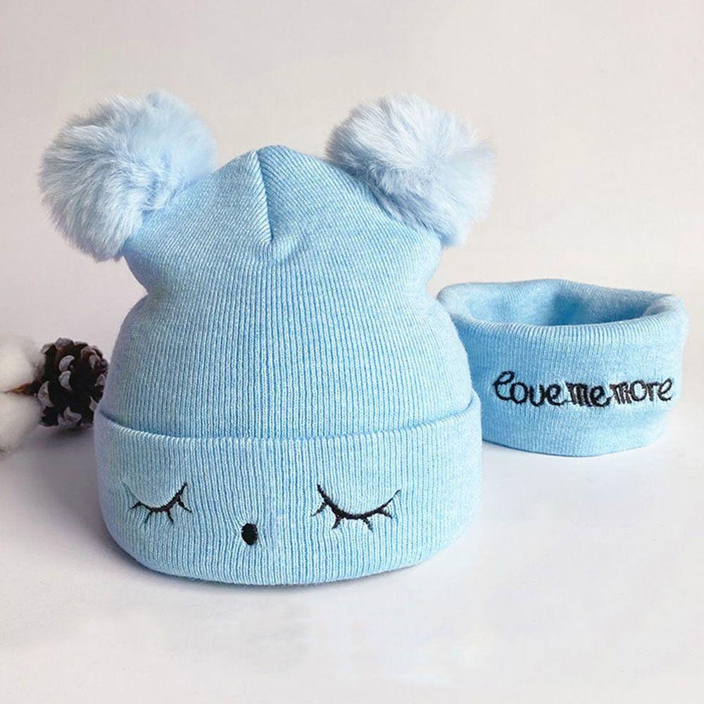 Ear Protection Baby Beanie Cap Windproof Hat Scarf Set Winter Kids Knitted Hat  Toddler