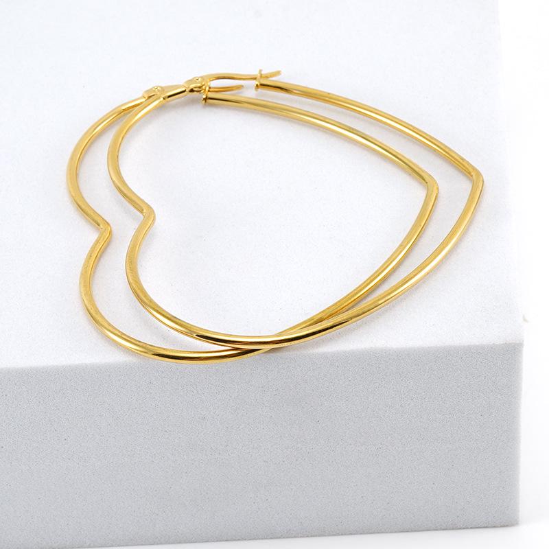 Polished Titanium Steel Round Wire Earrings - Douyin Style Women's Fashion Jewelry