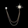 Metal Star Rhinestone Brooches Tassel Chain Crystal Lapel Pins Suit Coat Pin  Jewelry Accessories