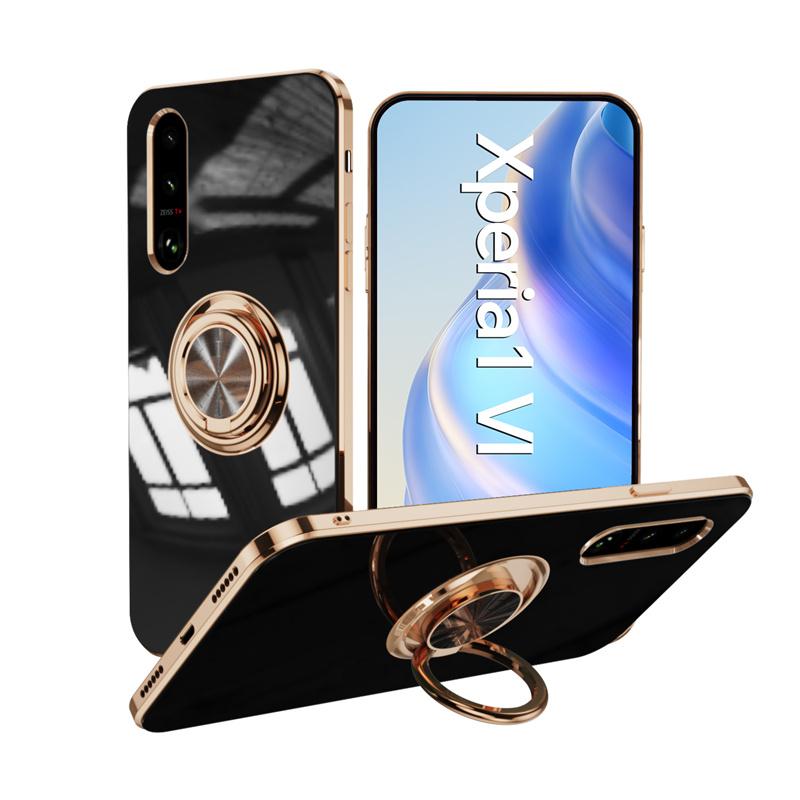 

Shockproof Plating Ring Stand Holder Phone Case For Sony Xperia 1 10 VI 5 V IV Protective Cover Shell Capa Funda Coque Sony Xperia 10 VI-1