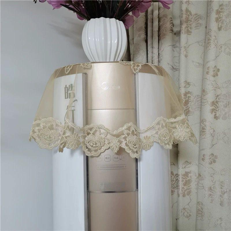

Round Air Conditioner Cover Cabinet Air Conditioner Minimalist Modern Cover Cloth Dust Towel Lace Transparent Cover Cloth Embroider Fabric Golden beige Rose 80 round