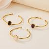 Gold-plated Oval Stone Bracelet Stainless Steel Cuff Bracelet Vintage Open Bangle  Women Jewelry