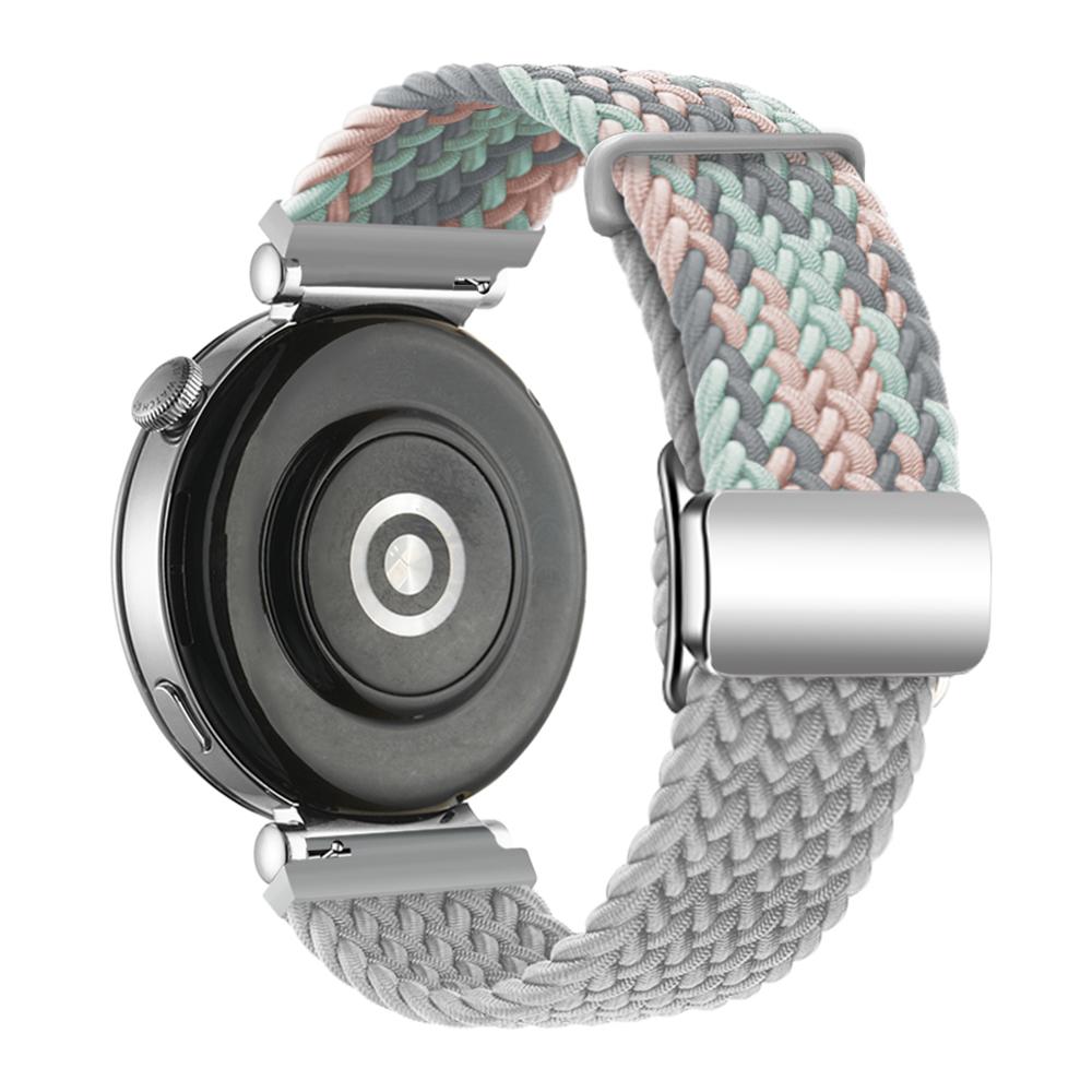 For Huawei Watch GT 4 41mm Universal 18mm Watch Strap Woven Wrist Band with Silver Magnetic Buckle