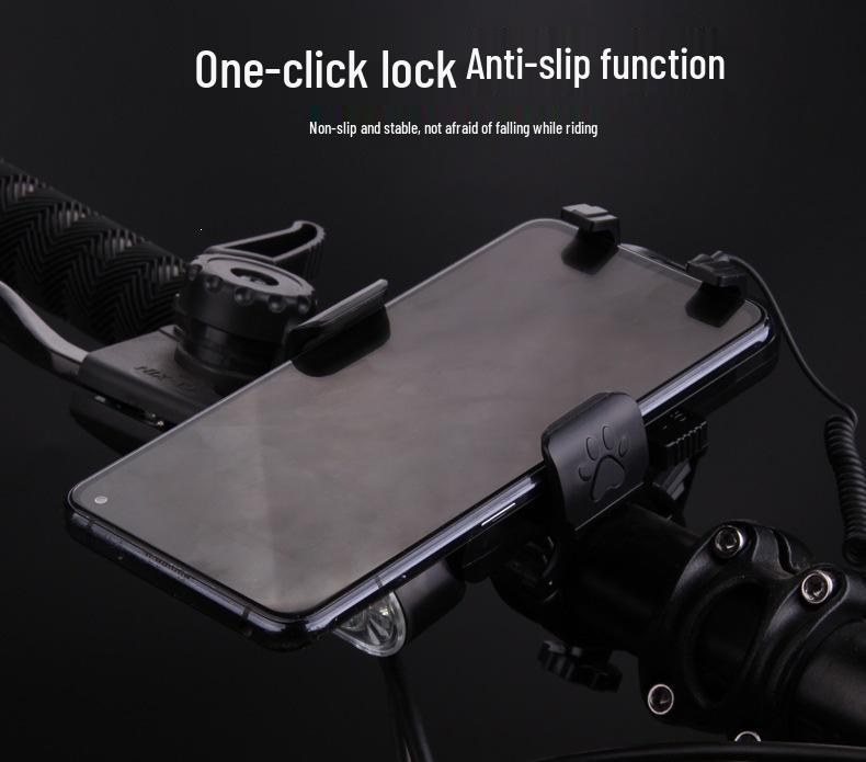 Luce Bicicletta ad Alta Luminosità: Supporto per Telefono Cellulare 4-in-1, Campanello, Fanale Posteriore e Anteriore con Ricarica USB per Ciclismo all'Aperto