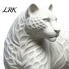 Living Room Table Decor 3D Printed Leopard Statue, Walking Panther Figurine, Blank White DIY Modern Interior Accents Paint Animal Ornament for