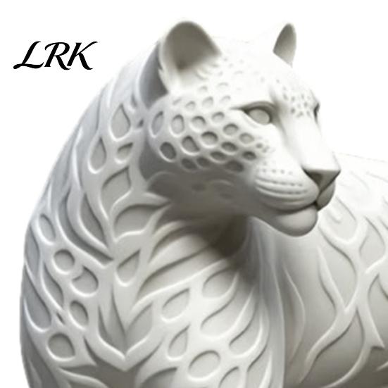 Living Room Table Decor 3D Printed Leopard Statue, Walking Panther Figurine, Blank White DIY Modern Interior Accents Paint Animal Ornament for