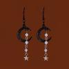 Gothic Moon Drop Earrings With Floral Design For Halloween Accessories