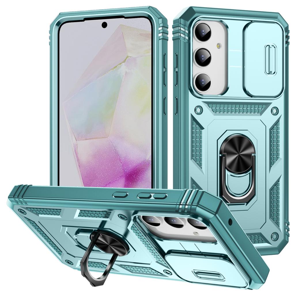 For Samsung Galaxy A35 5G Case TPU+PC Kickstand Phone Cover with Slide Lens Lid
