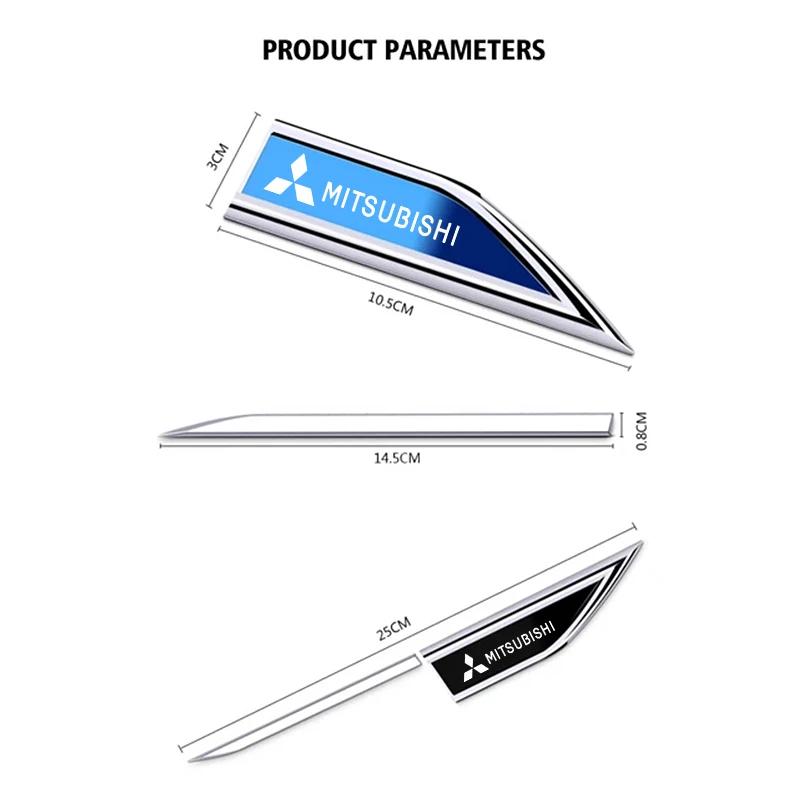 2Pcs Metal Car Side Door Mudguard Sticker for Mitsubishi Lancer Outlander ASX Body Decoration Badge