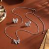 ZAKOL Luxury Full Shiny CZ Bow Earring Necklaces for Women Clear AAA Cubic Zirconia Engagement Wedding Party Zircon Set