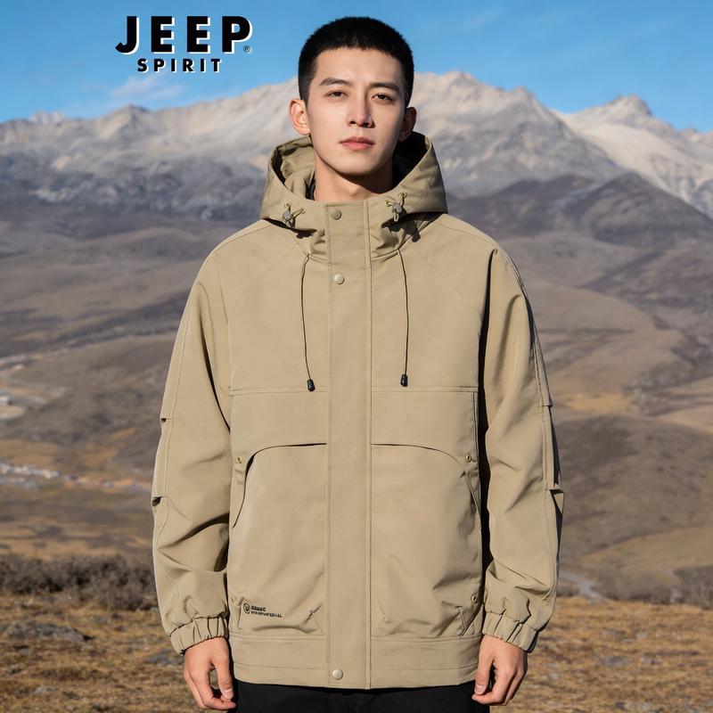 

JEEP SPIRIT Men s Hooded Workwear Windbreaker Jacket L