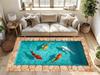 3D Koi Pond Area Rug - Realistic Fish Pond Illusion Floormat Ideal for Living Room  Aquatic Pattern Area Floormat  Decor
