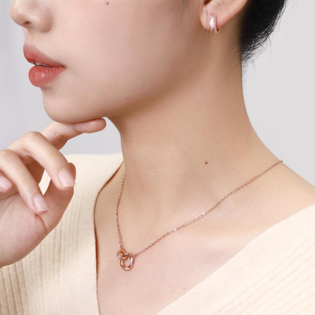 Necklace for Adjustable Pink Gift [Mesaro] Women, Zircon, Moebius, Hypoallergenic, Chain, Length, Zircon, Couple, Fashion, Sparkly, Popular, Stylish,