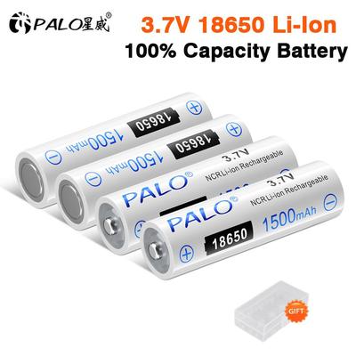 PALO 18650 1500 mAh Akku 3,7 V 18650 Lithium Li-Ion wiederaufladbarer Spitzkopf-Akku 18650 für Taschenlampen-Akku