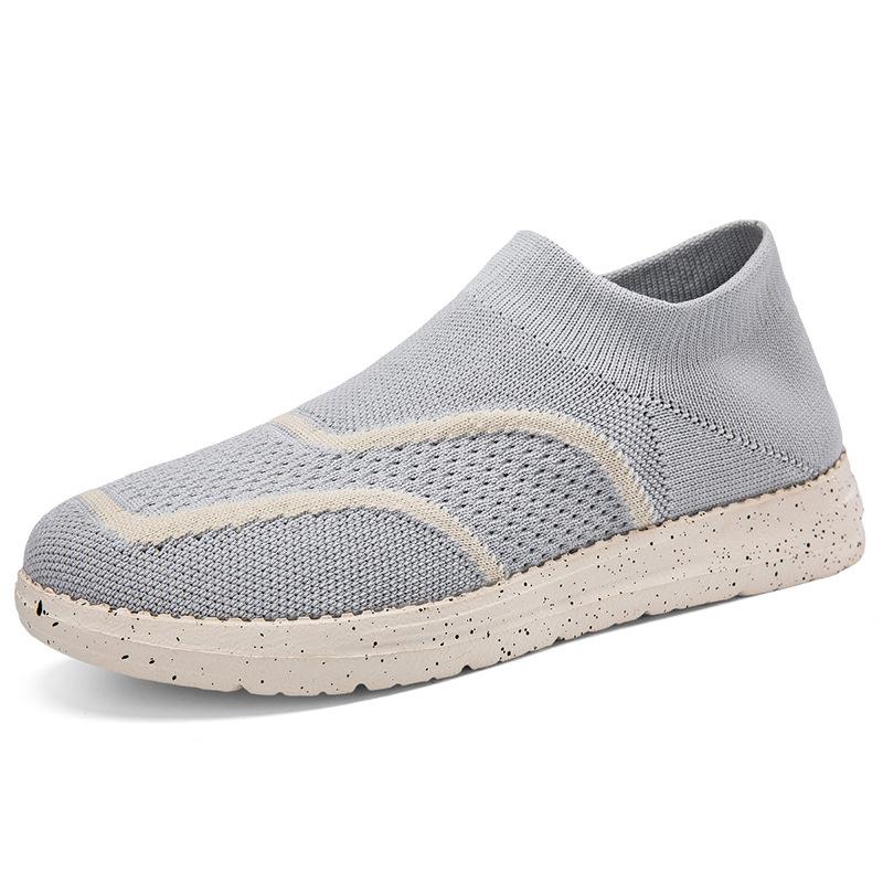 Shoes Men's Spring and Autumn New Breathable Flying Weaving Couple Casual Shoes Soft Sole Lightweight One Pedal Walking Shoes Factory Straight Hair