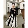 New Chinese Style Retro Long-sleeved Floral Dress Early Autumn Dress Women's New Thin Temperament Long Skirt