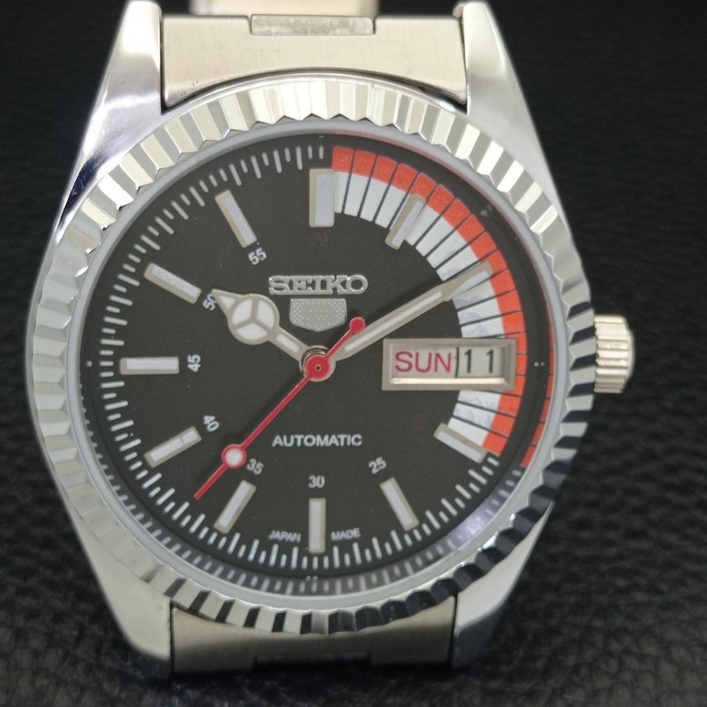 JAPAN VINTAGE REFURBISHED SEIKO 5 AUTOMATIC 6309A MENS BLACK WATCH a440839-4 Sk-a440839