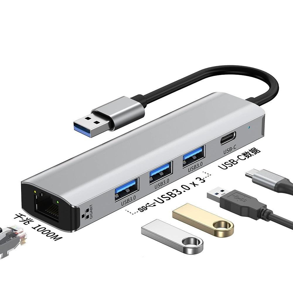 Type-C 5-in-1 Docking Station with Gigabit Ethernet and Multi-Port Expansion for Laptops